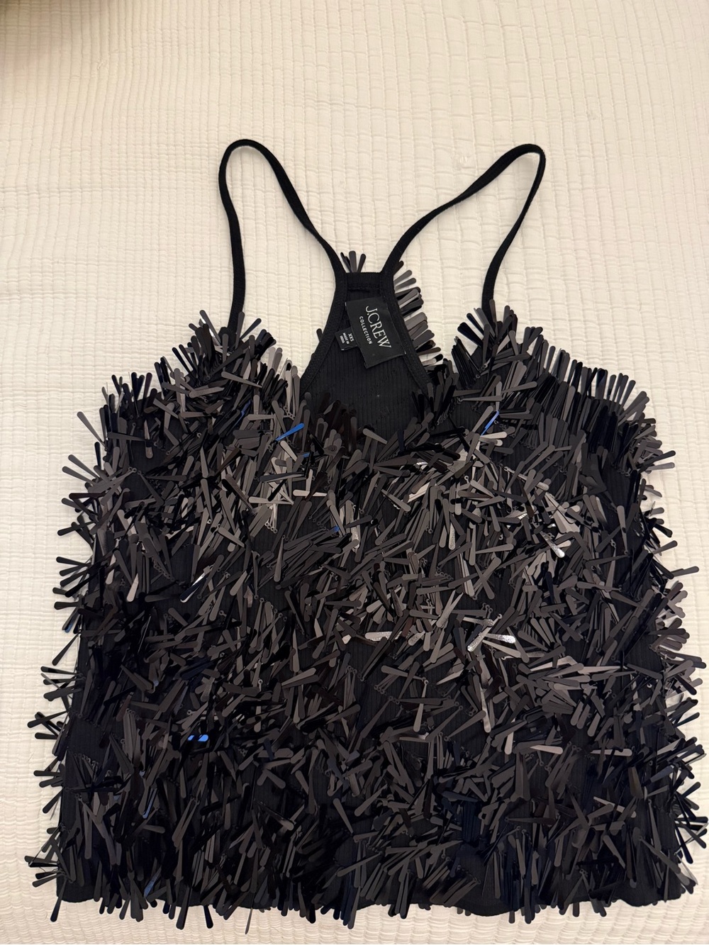 J. Crew Black Sequin Fringe Camisole